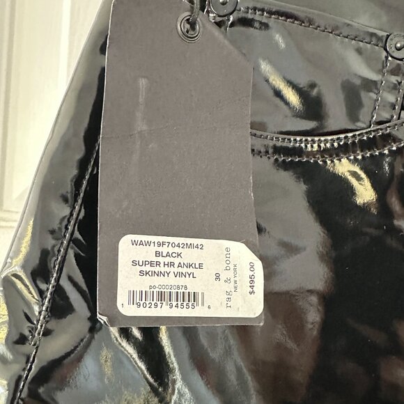 Rag & Bone Super HR Ankle Skinny VINYL Black - Picture 2 of 5
